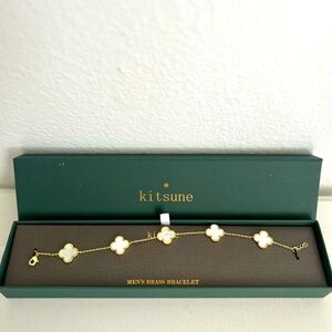 KITSUNE Clover 14k Gold Over Men’s Women’s Bracelet size 8+3’ NWT